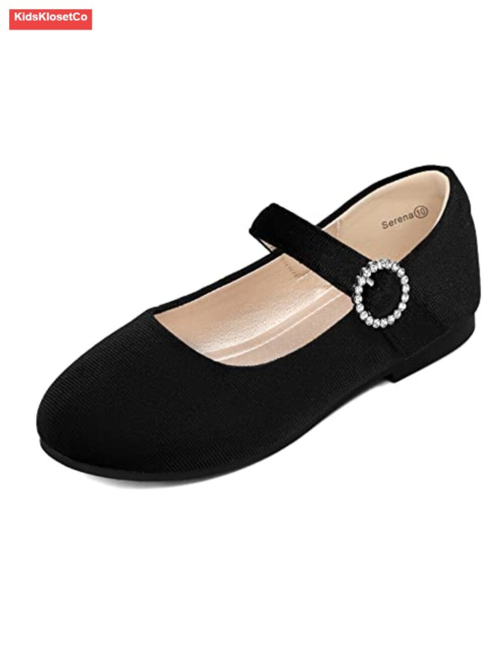 Girls Rhinestone Mary Jane Ballet Flats Dress Shoes Hook and Loop